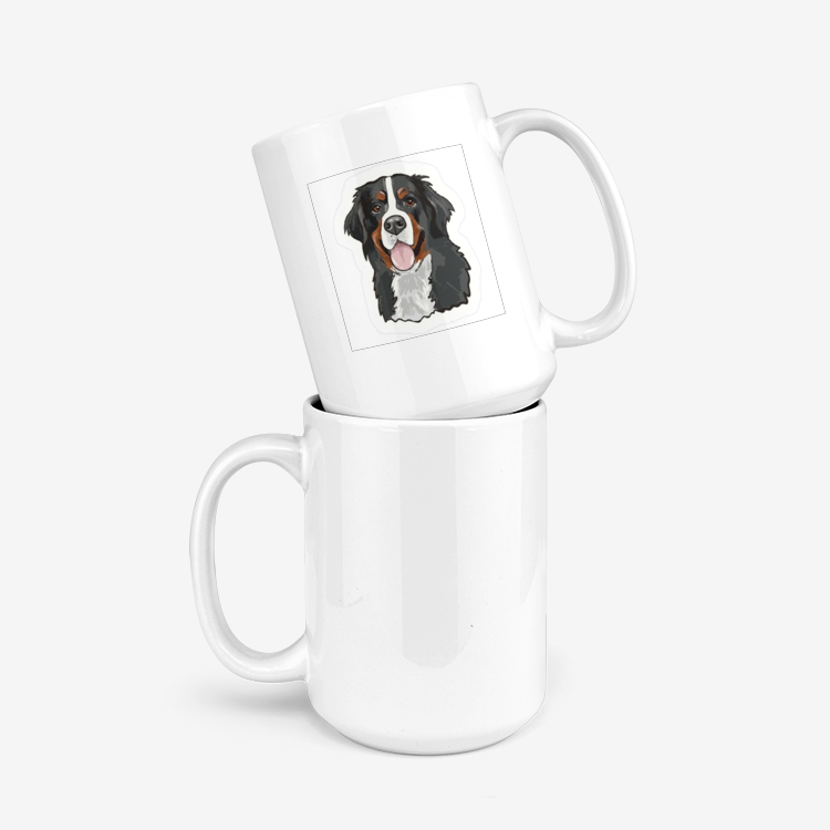 Minimalist Bernese Mountain Dog Head Classic Glossy Mug - Areabloom Chic Design