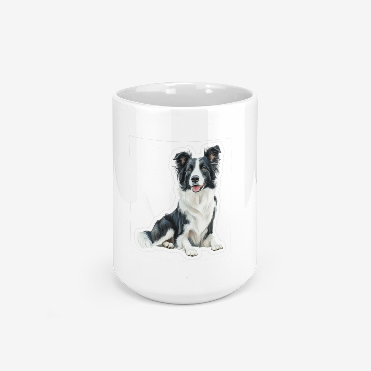 Minimalist Lying Border Collie Classic Glossy Mug - Areabloom Chic Design