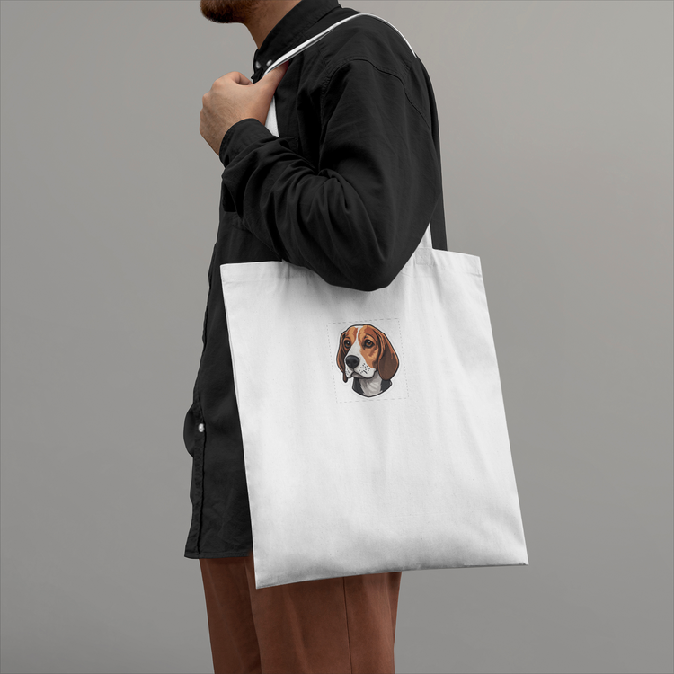 Minimalist Beagle Head Portrait Tote Bag - Areabloom Chic Design