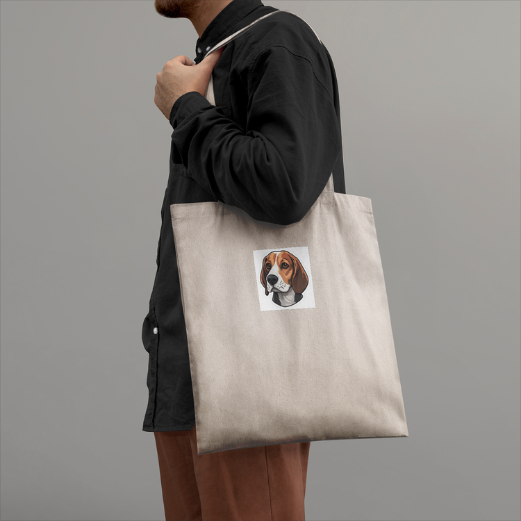 Minimalist Beagle Head Portrait Tote Bag - Areabloom Chic Design