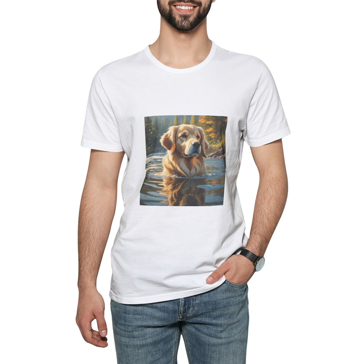 Golden Retriever Swimming in Autumn Lake T-Shirt