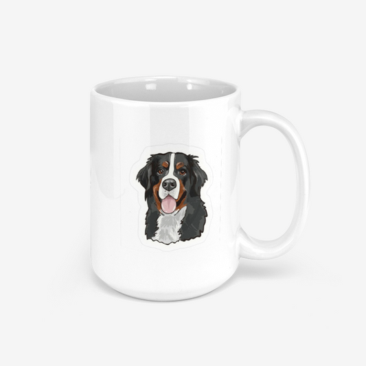 Minimalist Bernese Mountain Dog Head Classic Glossy Mug - Areabloom Chic Design